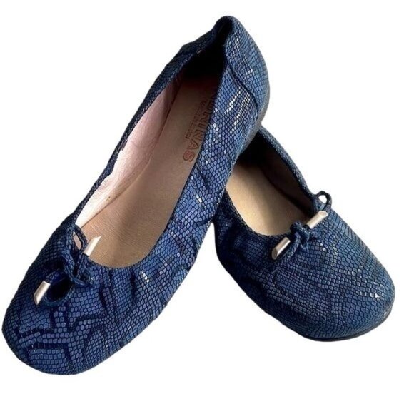 Sabrinas Blue Leather Snakeskin Ballet Comfort Flats Shoes Slip-On Size 38 - Picture 11 of 11
